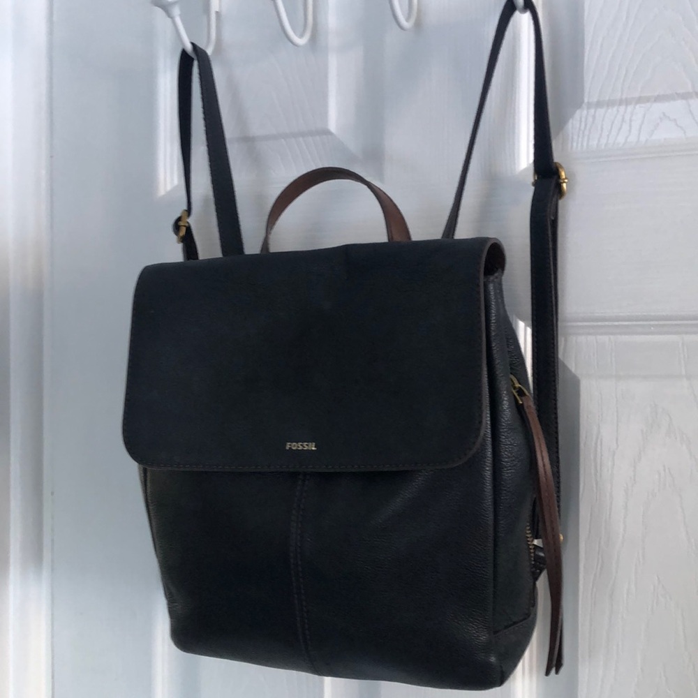 FOSSIL Claire leather backpack purse, black